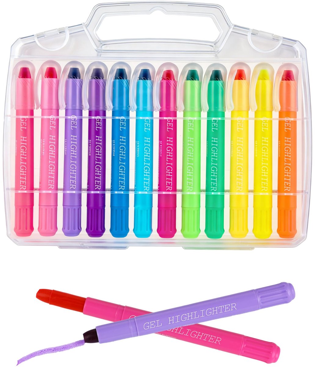 Set van 12 Textmarkers in Diverse Kleuren voor Notities en Studie