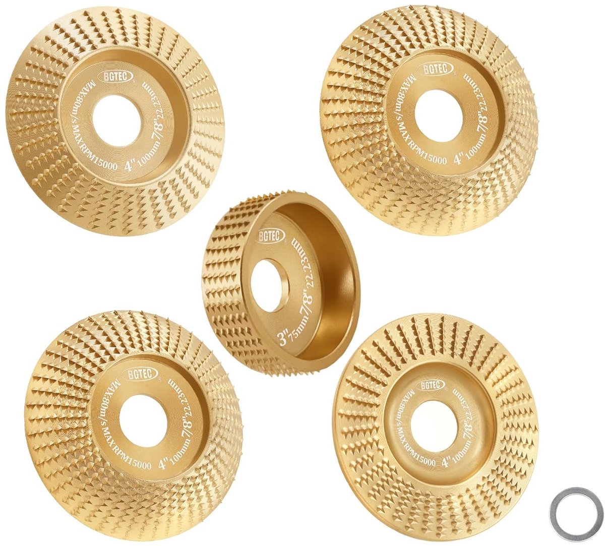 Houtbewerking schijf 4" 100mm - 5-delige set - scherpe tanden - snel materiaal verwijderen - ShopVlot