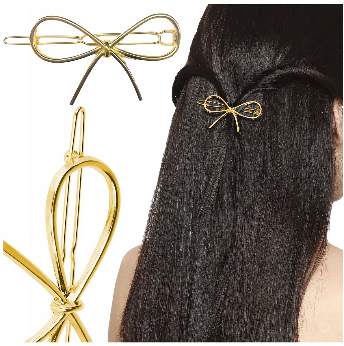 Gouden Haarclip Strik Metaal - Elegante Dames Accessoire