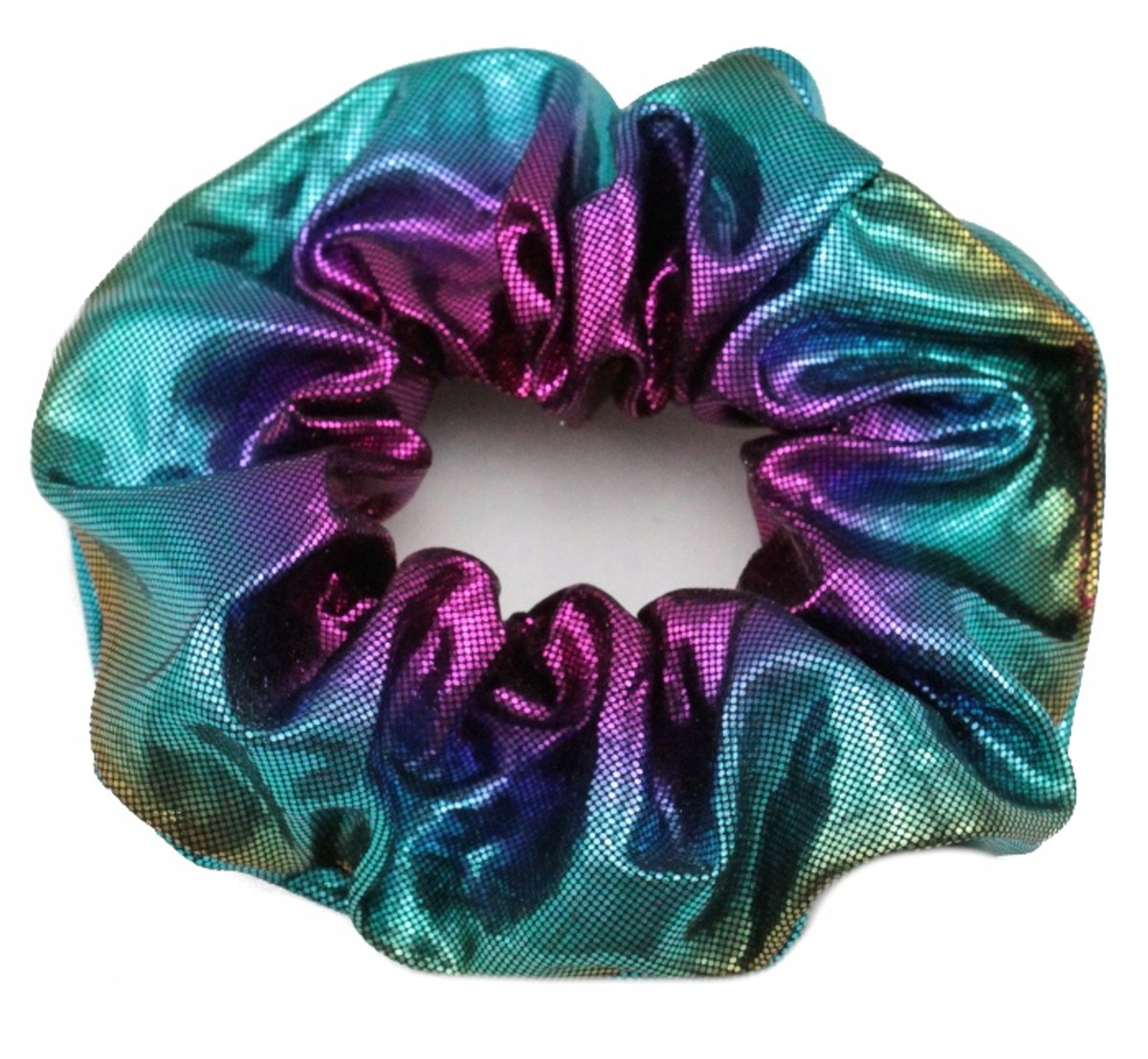 Grote Scrunchie Haarband 12 cm - Glanzend Regenboogeffect