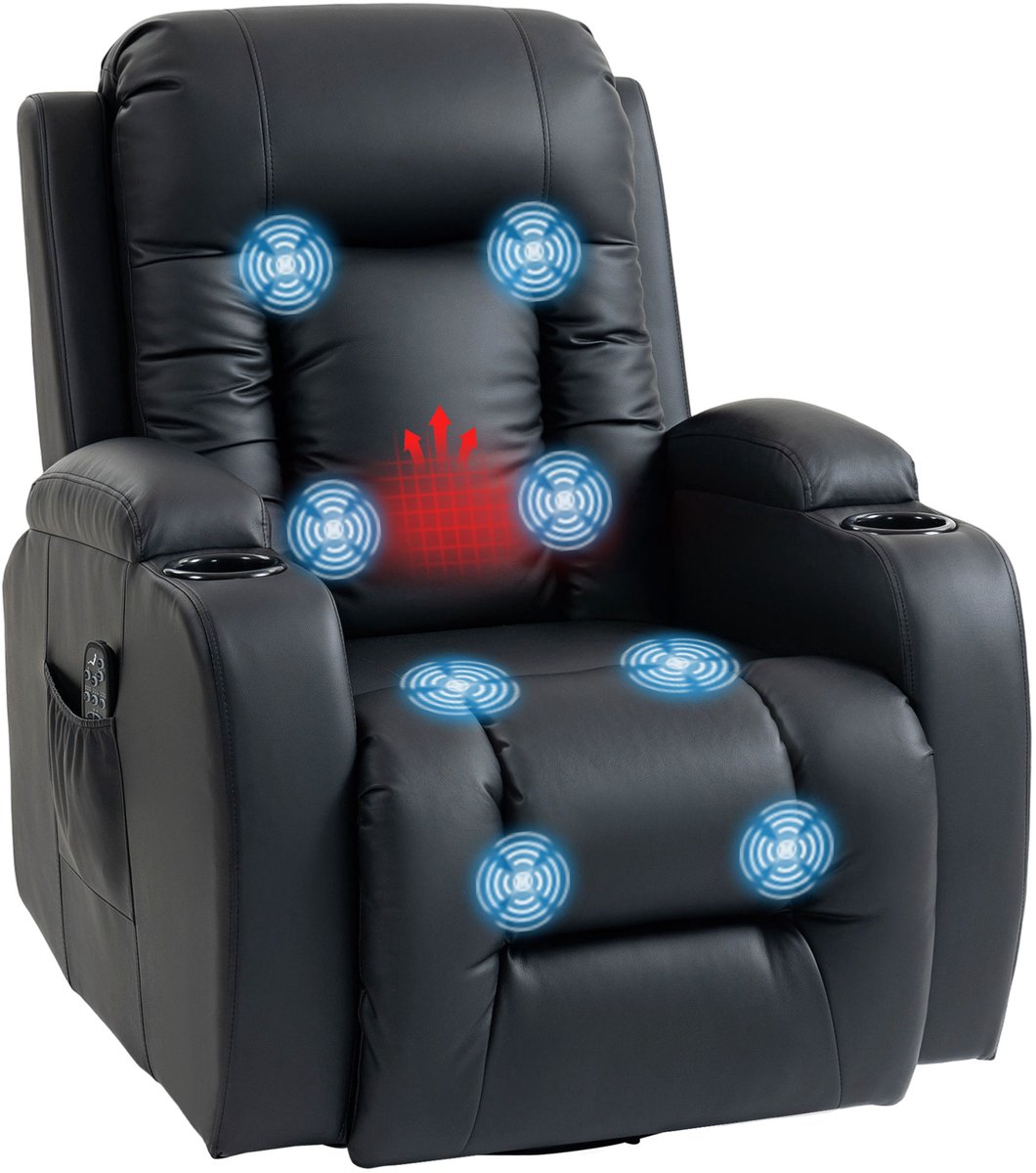 HOMCOM Massage Relaxbank - PU - 99x82x103cm - Zwart