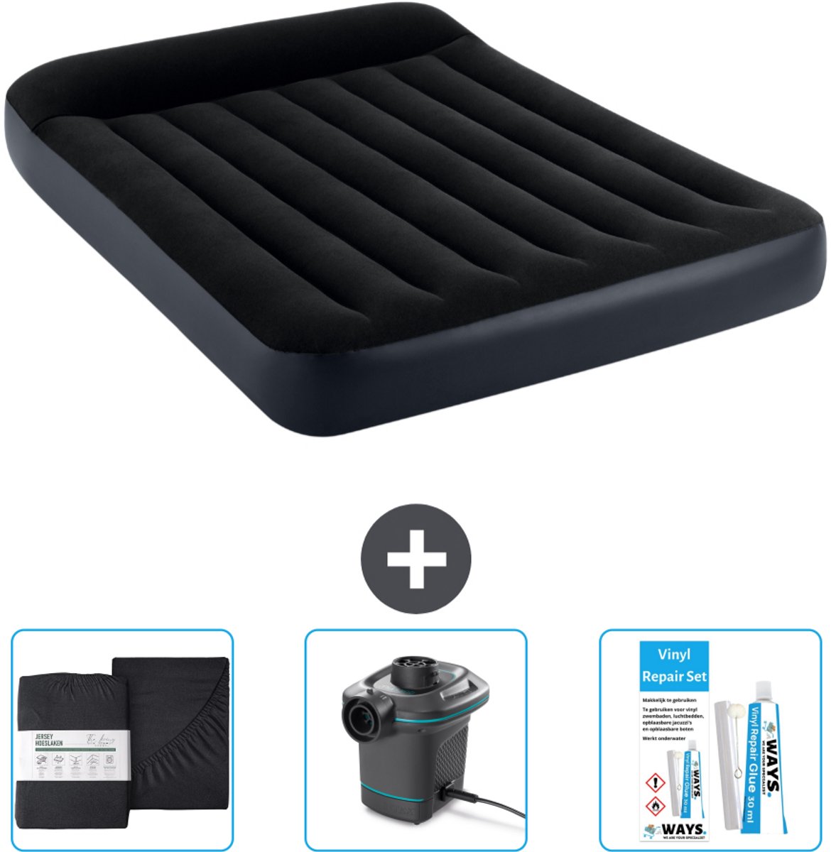 Intex Luchtbed - Twijfelaar - 137 x 191 x 25 cm - Donkerblauw - Inclusief Accessoires CB8