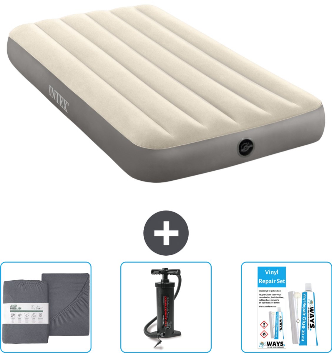 Intex Luchtbed - 1-Persoons - 99 x 191 x 25 cm - Beige - Inclusief Accessoires CB11