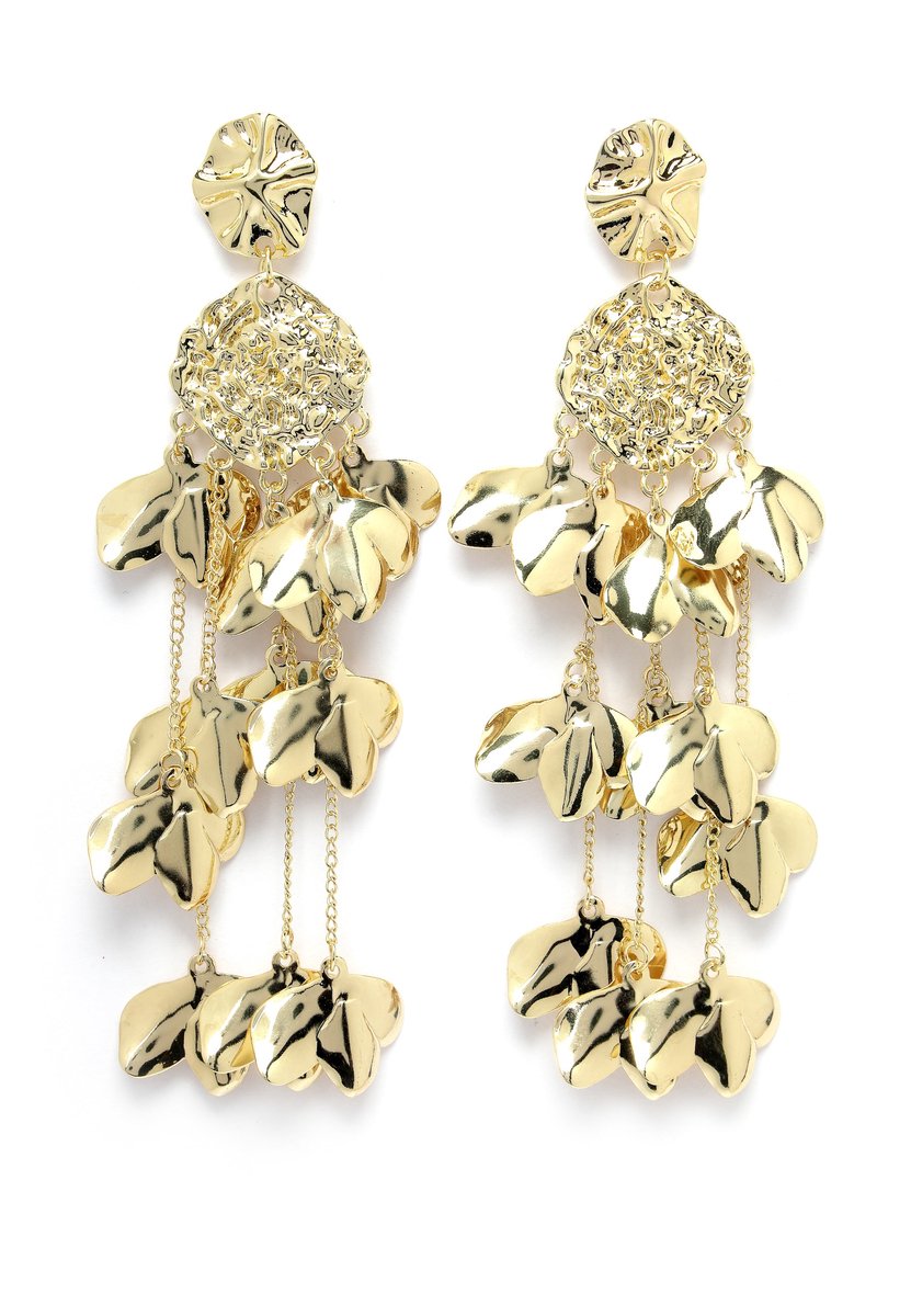 AVANT-GARDE PARIS Goldkleurige Oorbellen - Petalvormige Dangle Oorbellen - 1 stuk - Elegante en veelzijdige stijl
