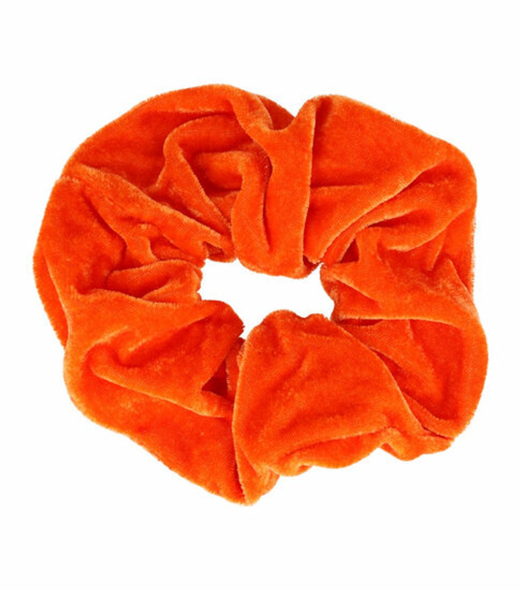 Haarsoires Haarelastiek Scrunchie – Basic – Velvet Stof – Warme Kleur Oranje - Haarkrinkel - Haar Elastiek met Stof - Zacht & Haarvriendelijk