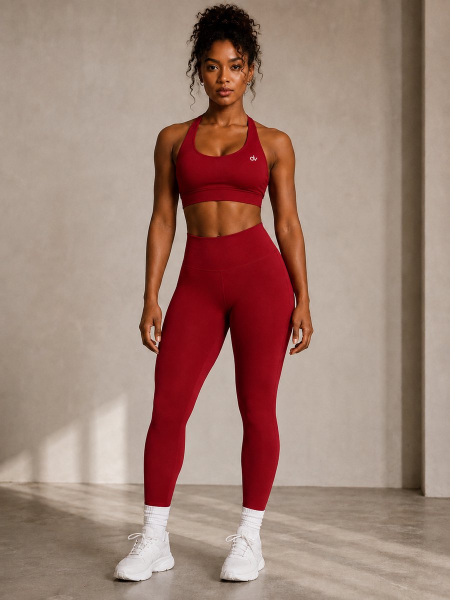 DV – Rood - M - OpenBack - Sports Bra - Sporttop Dames – June Spring – Zonder Beugel - Aansluitend & Ademend - Fitness / Yoga / Training - Gym Outfit - Vrouwen / Dames - High Support - Luxe Fitness Kleding voor Dames - June Spring