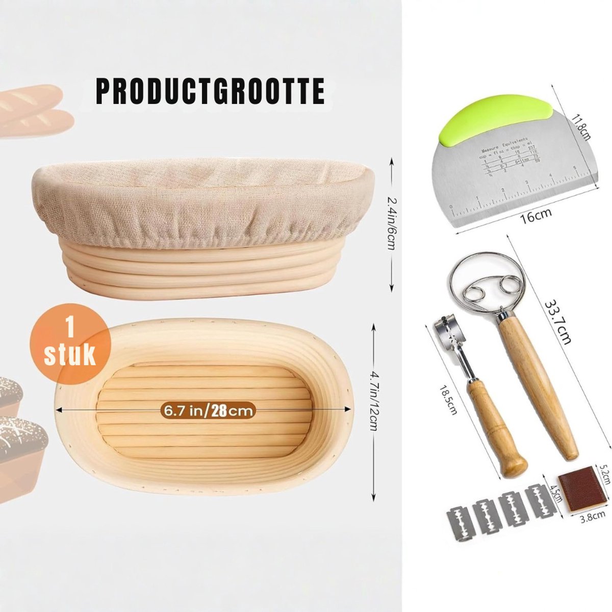 Lìon® Rijsmand - Rijsmandje Broodbakken - Rijsmandje Ovaal - Banneton - Naturaal - 10cm x 10cm x 10cm