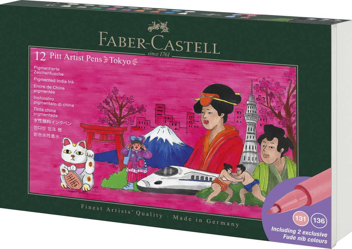 Faber Castell Tekenstift - Pitt Artist Pen Brush - set 12 stuks Tokyo - FC-267183