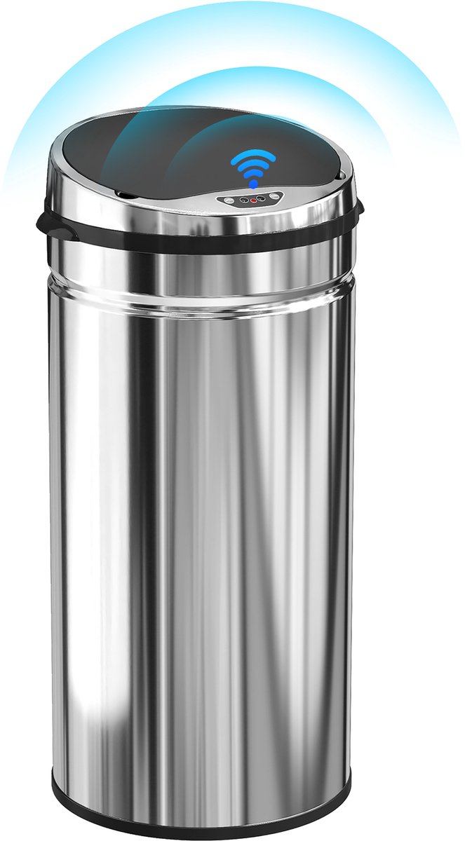ROLIPO Sensor Prullenbak 42 L – Automatische Afvalbak met Infraroodsensor – Roestvrij Staal – Voor Keuken en Eetkamer