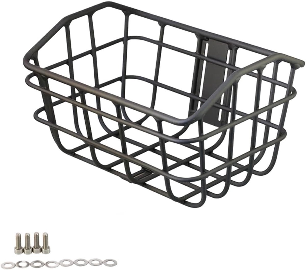 KZQ Fietsmand van aluminiumlegering — Grote mand voor aan het stuur — Geschikt voor diverse spullen, helmen en dagelijks gebruik — Inclusief bevestigingsschroeven