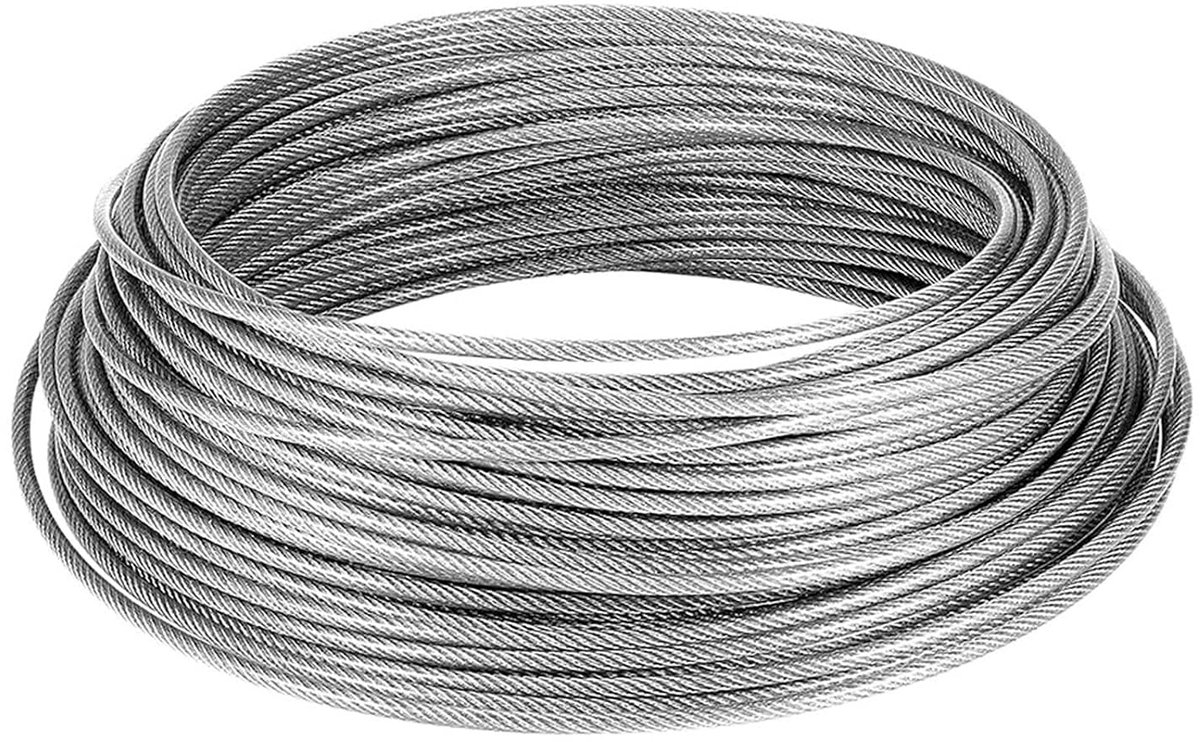 30 m staalkabel, 5 mm, roestvrij stalen draadkabel, pvc-ommanteld met 7 × 7 strengen kern, 4 mm kern, flexibel op maat - ShopVlot
