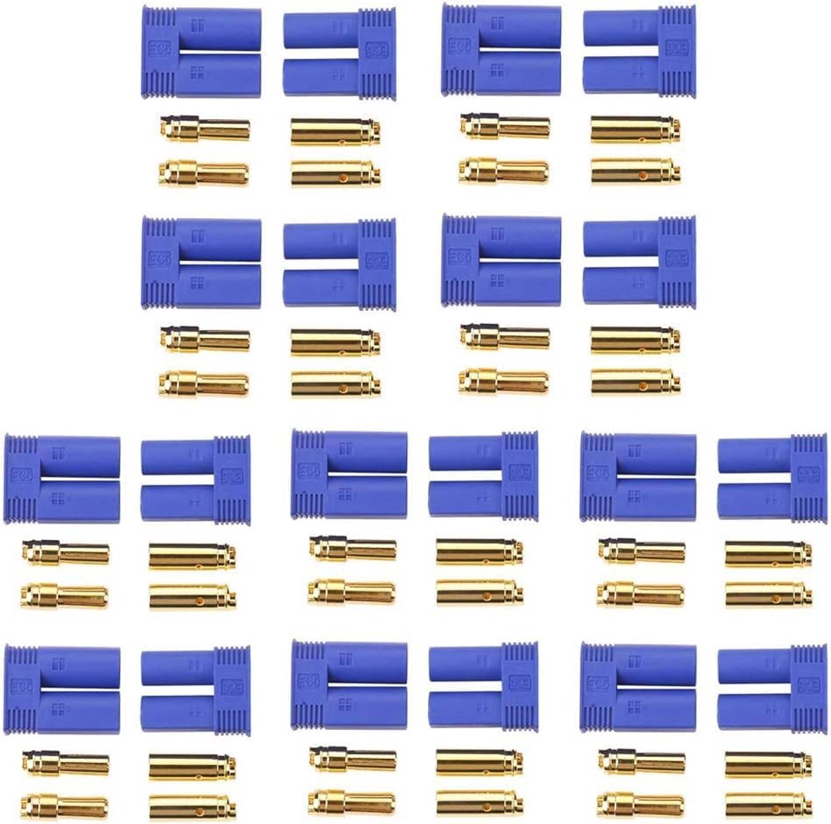 10 stuks EC5-stekkers mannelijk en vrouwelijk 5 mm, accuklem EC5, gouden banaanstekker voor LIPO-batterij, ESC - ShopVlot