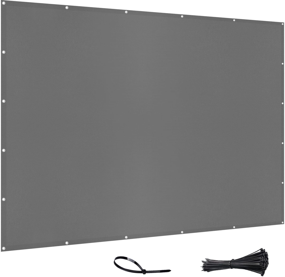 Shade&Beyond Balkonscherm Weerbestendig 100x600cm, Grijs Antraciet 95% UV-bescherming Balkonafdekking met kabelbinder - ShopVlot