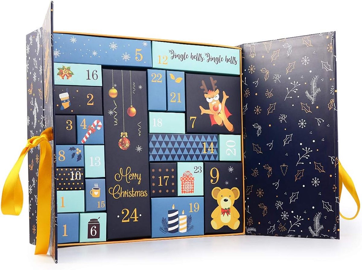 Advent Calendar for Filling, 24 Colourful Boxes for Putting Up and Filling, Reusable, Children and Adults, Christmas - ShopVlot