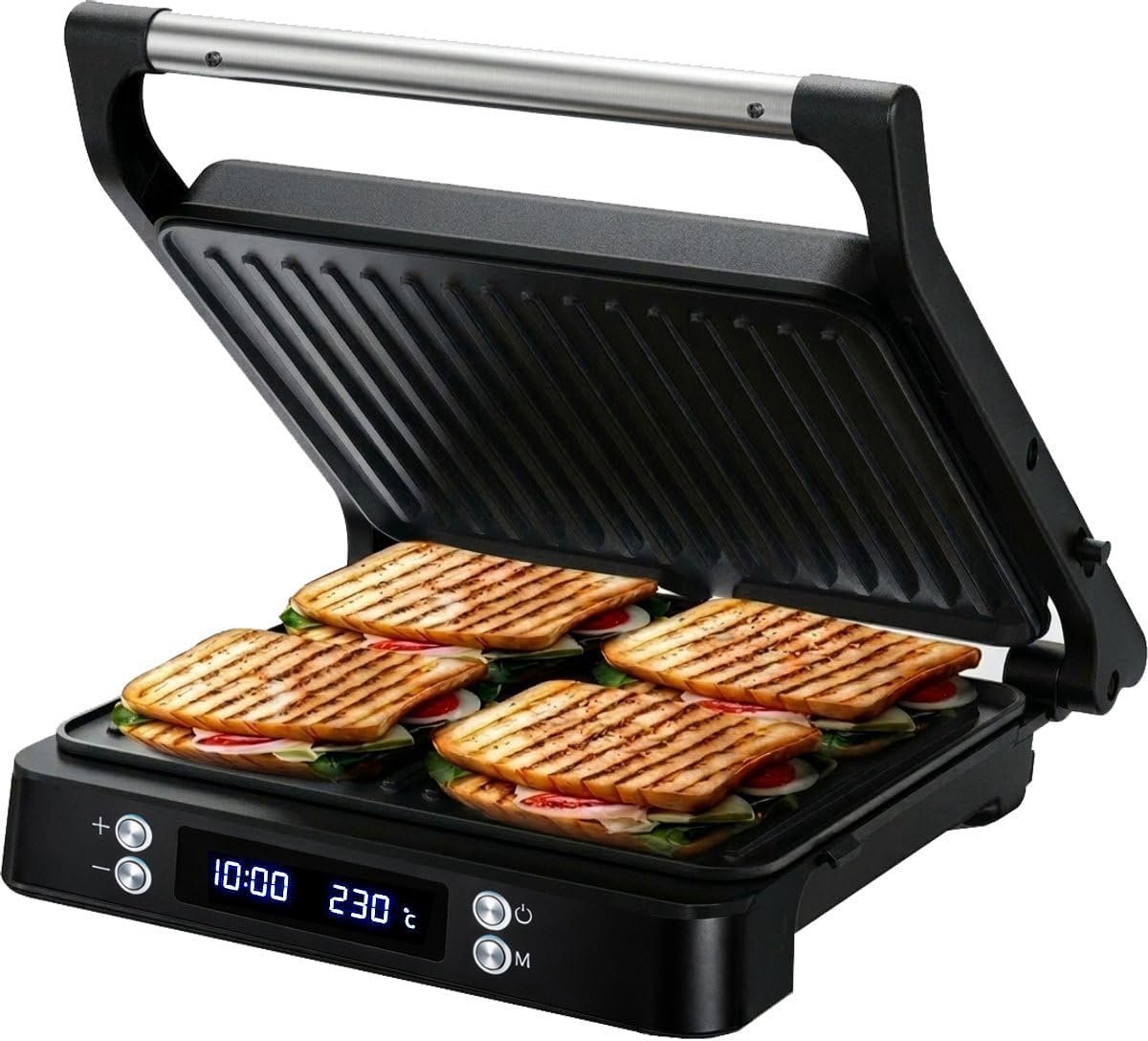 Sandwich maker XL - Voor 4 sandwiches - Timer functie - Temperatuurregeling - Olvy