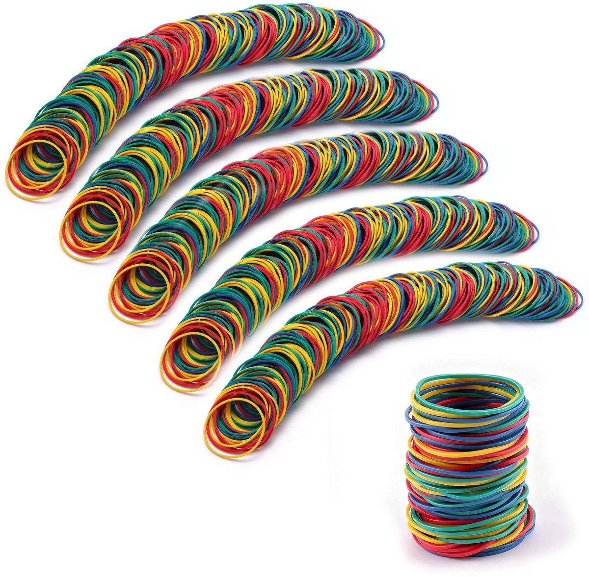 1000 Stuks Kleurige Gummibanden 25 x 1,4 mm