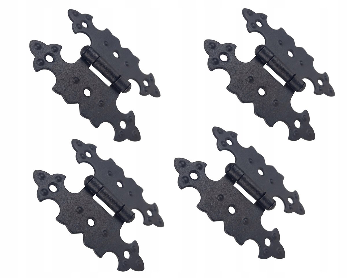 Retro Decoratieve Meubel Scharnieren - Zwart (4 Stuks)