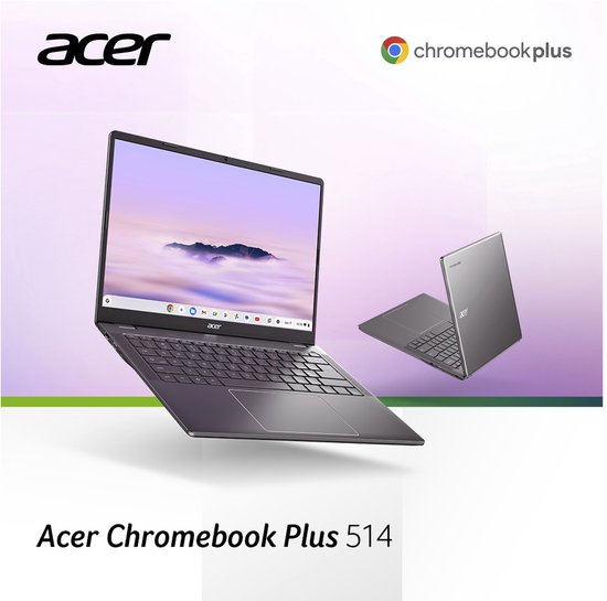 Acer Chromebook Plus 514 CB514-6HT-31LN - 14 inch Touchscreen - Core 3 - 8GB - 128GB - Verlicht toetsenbord - Grijs