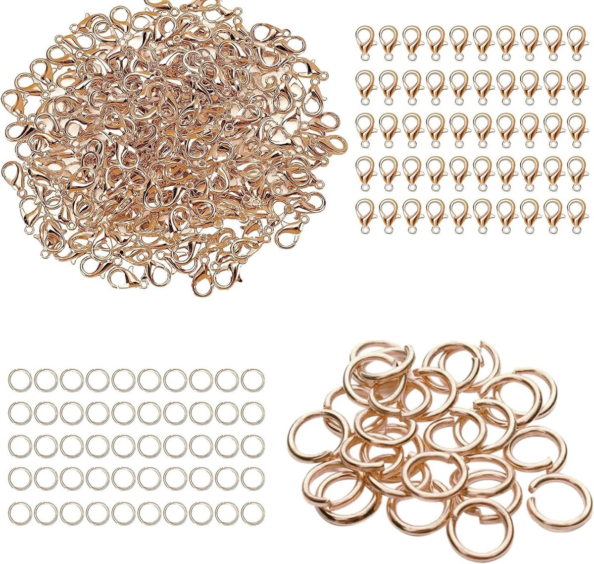 DITK-U 100 stuks kettingsluitingen, armbandsluitingen, sieradensluitingen met 100 stuks 6 mm springringen voor het - ShopVlot