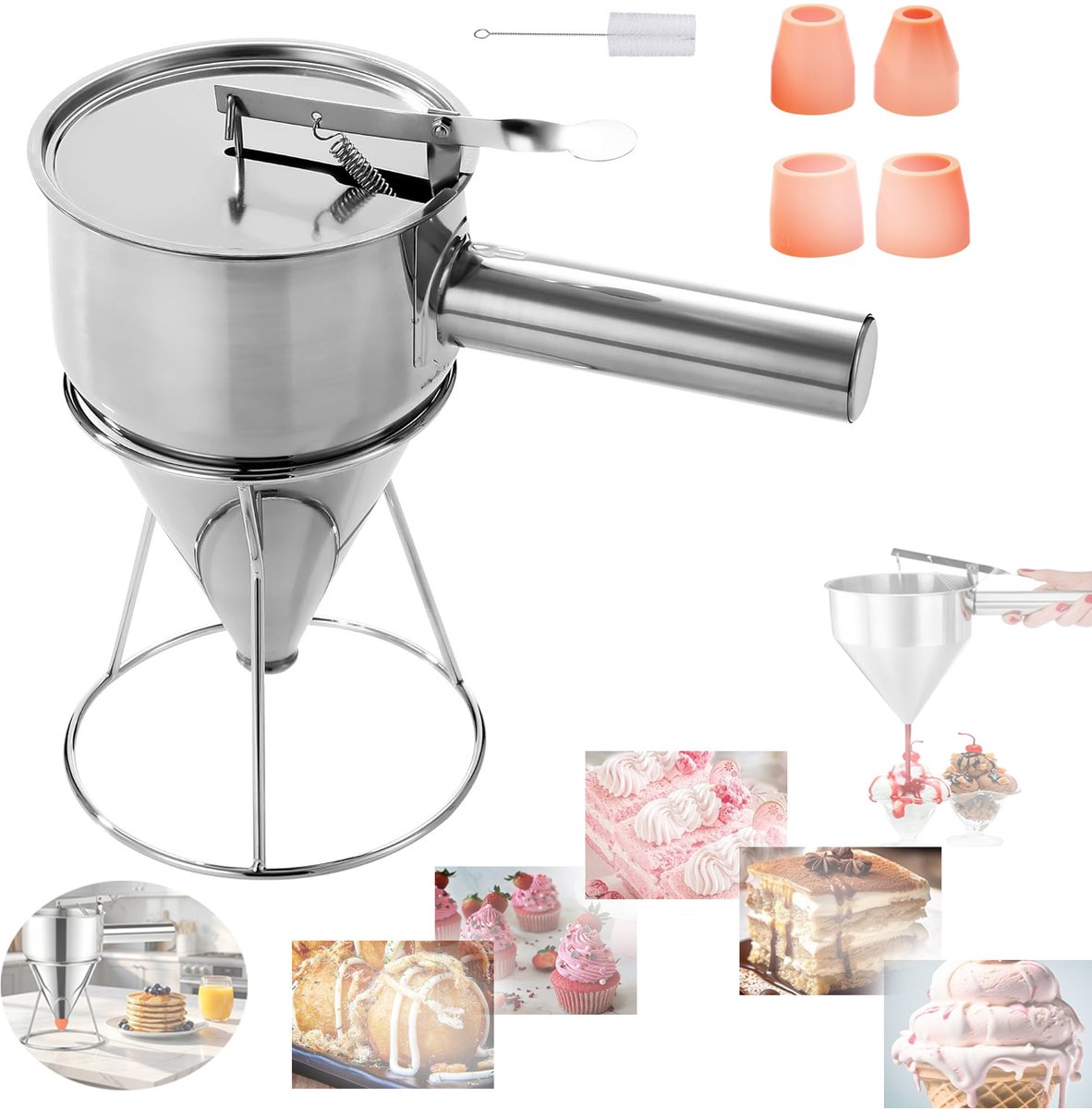 Pannenkoekenbeslagdispenser, Trechtervormige Cakedispenser, Vultrechters Voor Octopusballen, Gieter Voor Bakbeslag In De Keuken.