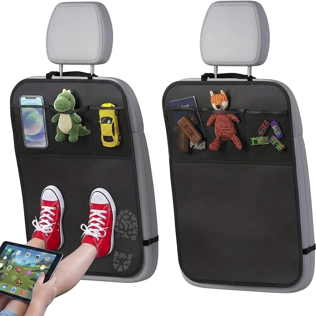 2 stuks autostoelbescherming achterkant kinderen, rugleuningbescherming auto kinderen, stoelbescherming - ShopVlot