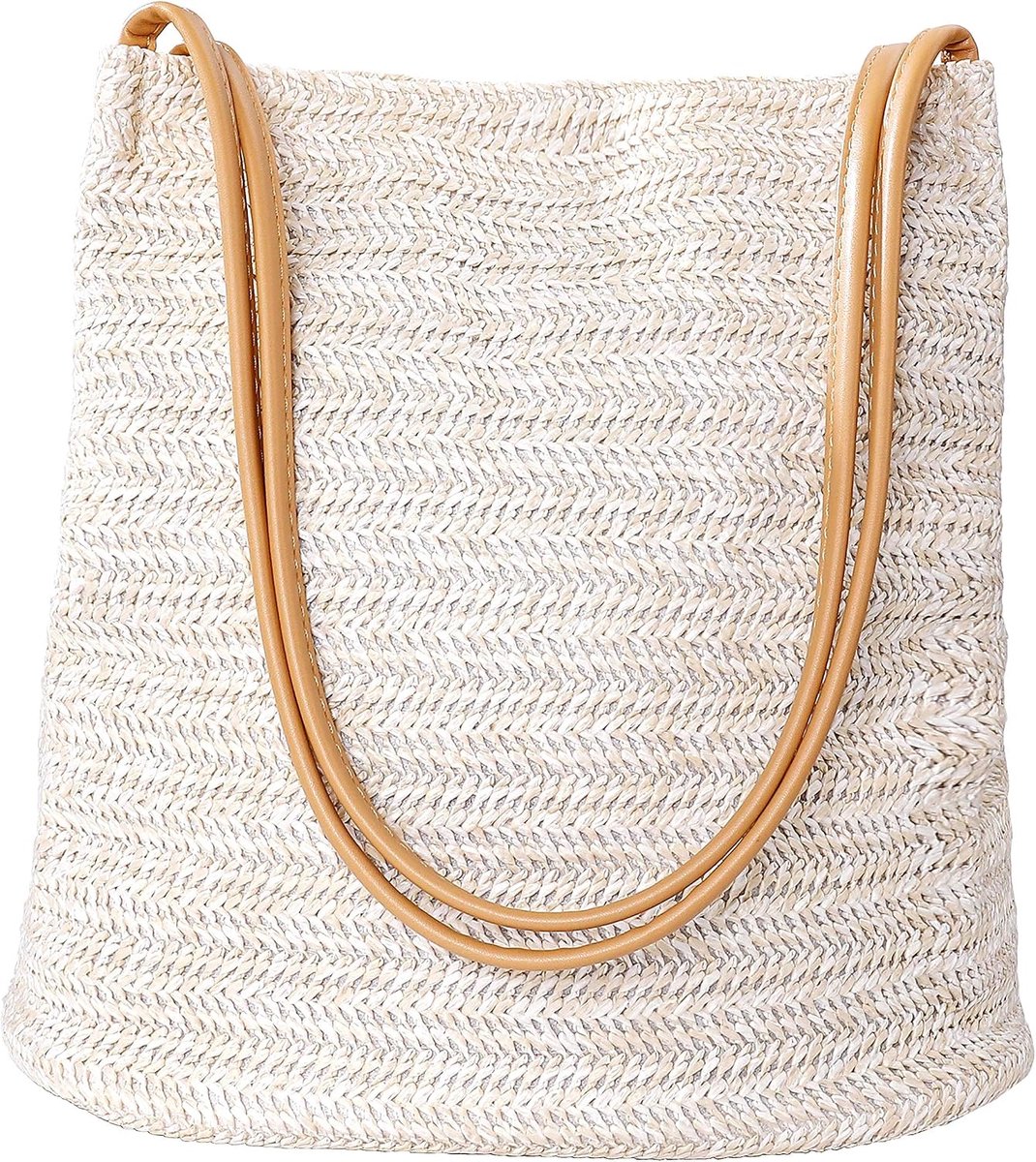 Summer Bohemian Straw Shoulder Bag for Women, Handbag with PU Shoulder Strap, for Travel, Date, Holiday, Daily Wear - ShopVlot