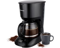 Heinner Compact Koffiezetapparaat 1,25L – 750W – Nylon Filter – Anti-Drup & Warmhoudfunctie – Automatische Uitschakeling – Zwart – LCD Display