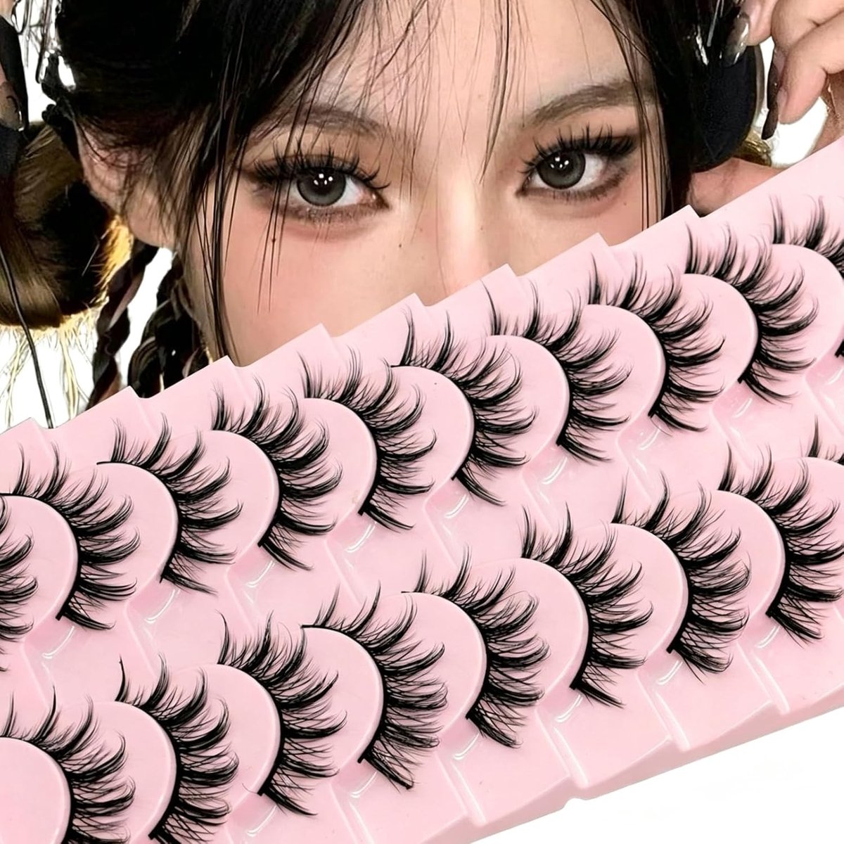 10 paar manga-wimpers, natuurlijke look, 13 mm, wispy valse wimpers, 3D anime wimpers voor dagelijkse make-up en - ShopVlot