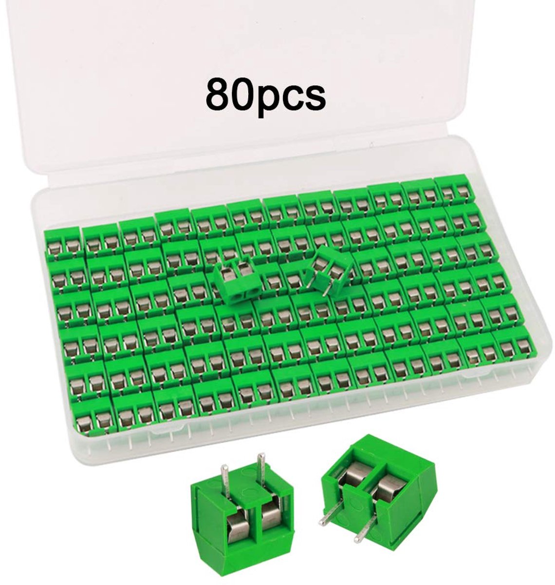 80Pcs Premium 2 Position 2 Pin Plugin PCB Terminal Block, 5.08mm Pitch PCB Mounting Screw Terminal Block Connector - ShopVlot