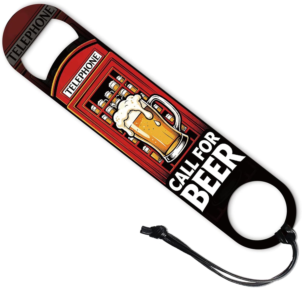 Flesopener van 201 roestvrij staal, telefooncel biermotief, platte flesopener, 178 x 38 x 2 mm - ShopVlot