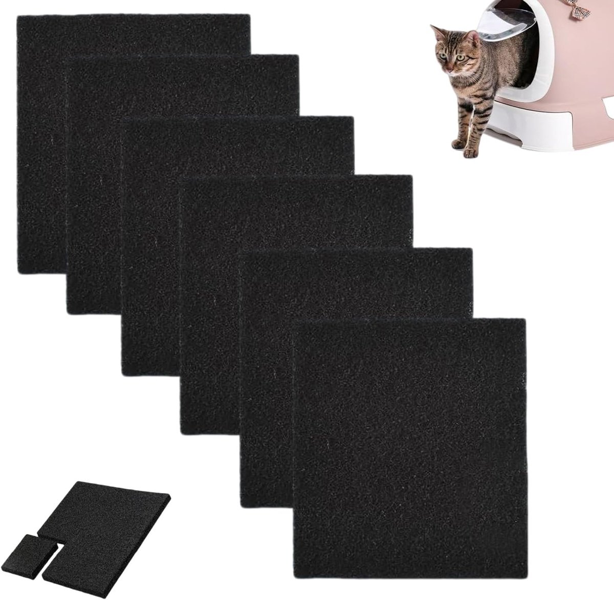 Activated Carbon Filter, Cat Trays, Pack of 6, Activated Carbon Filter, Highly Absorbing Activated Carbon Filter - ShopVlot