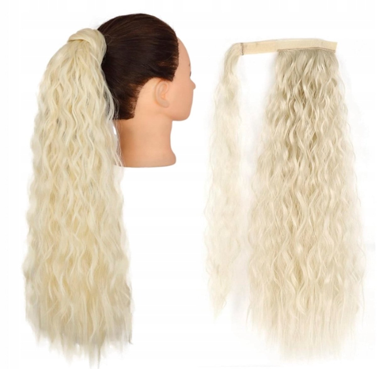 Merkloos Krullende Paardenstaart Haarstuk - 55cm - Blond