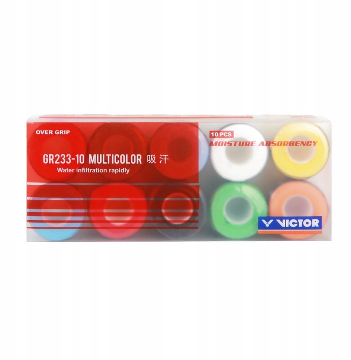 10x Badminton Griptape Set - Veelkleurig