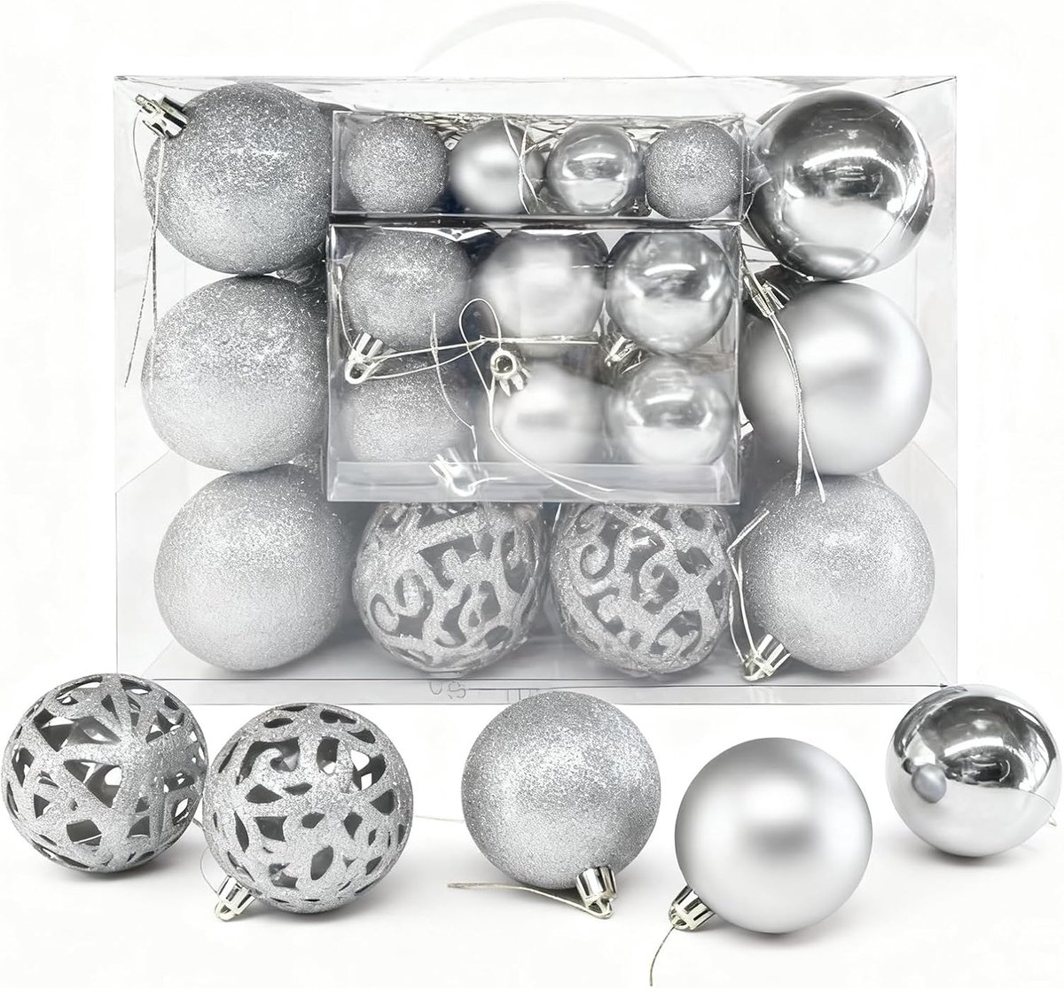 Plastic kerstballen set 50 stuks - matte en glanzende afwerking - shatterproof en lichtgewicht - ShopVlot