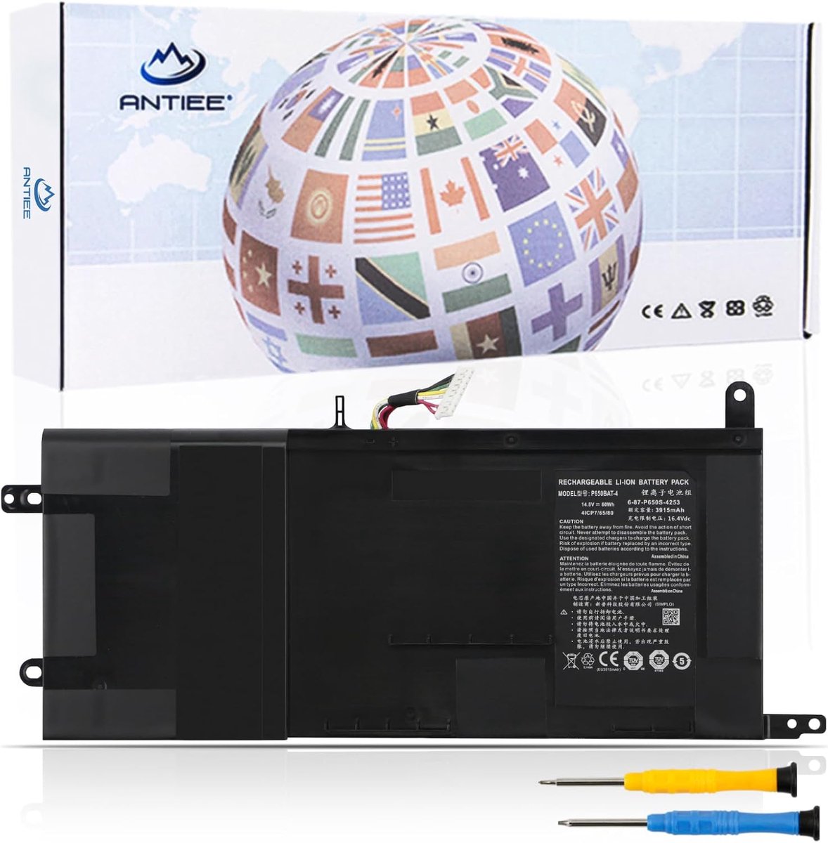 ANTIEE P650BAT-4 Battery for Clevo P650SA P650SE P650SG P651SA P651SG P655SE P671RA P671RG Hasee Z7 Z7M Z8 Sager - ShopVlot