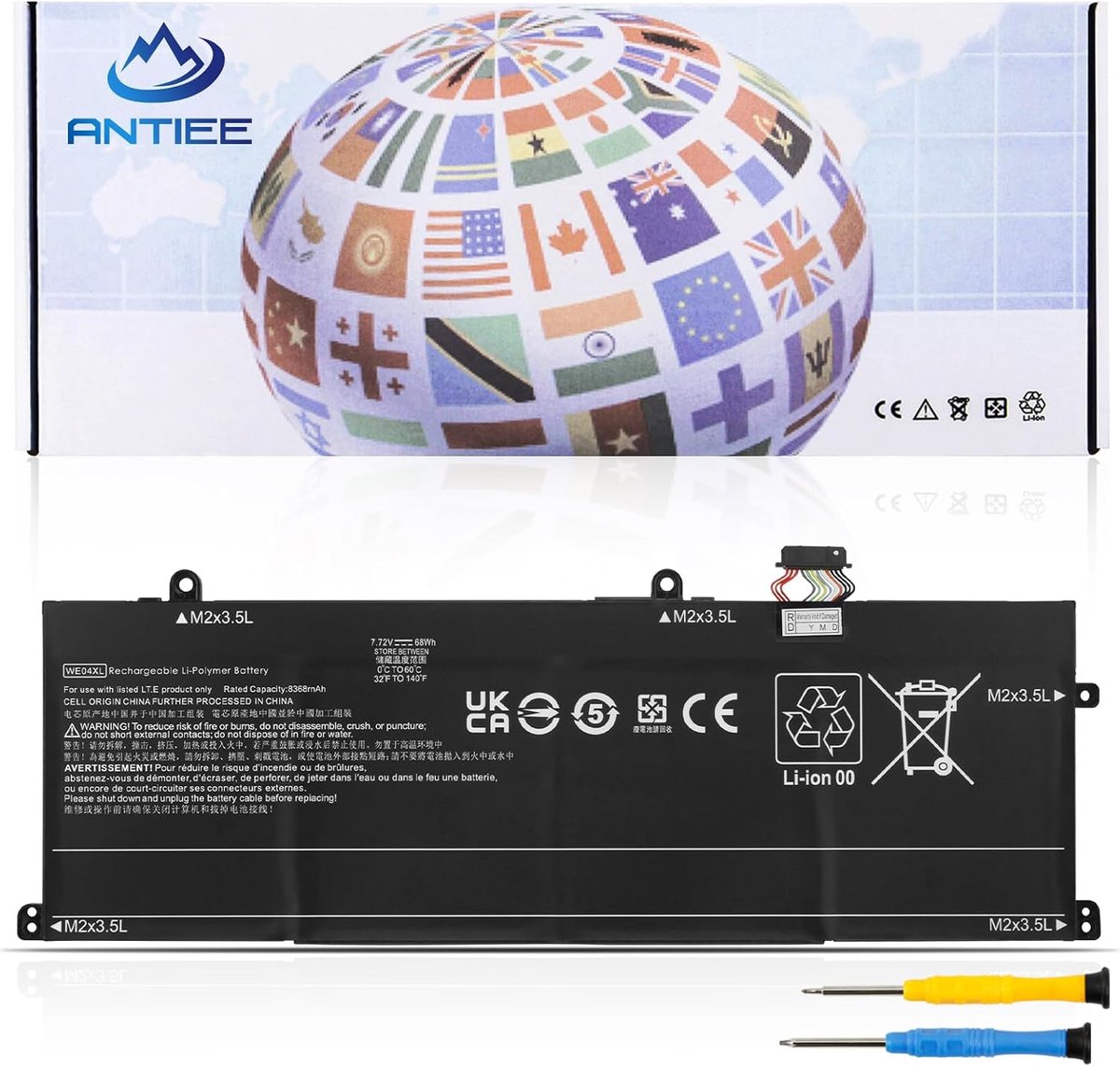 ANTIEE 68 Wh WE04XL laptopbatterij compatibel met HP Pavilion Plus 16-AB 16T-AB/Spectre x360 14-AA 14-EU 2-in-1 / Envy - ShopVlot