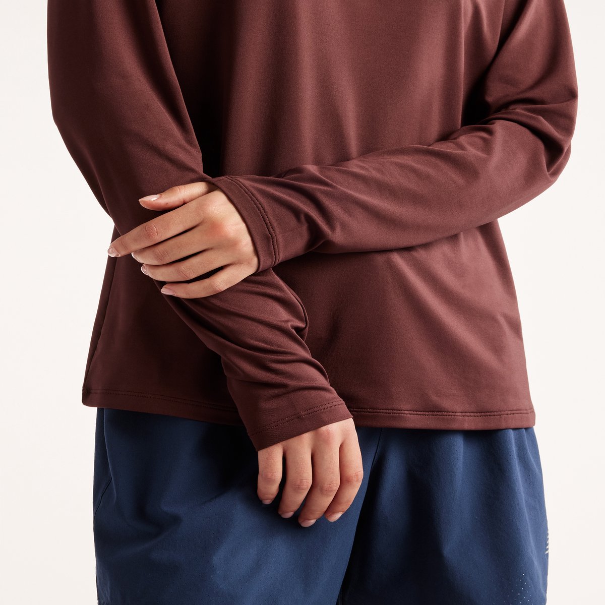 New Balance Sport 1/4 Zip Dames Sporttrui LEATHER Cherry Lederen