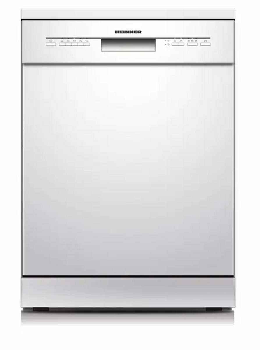 Heinner HDW-FSM60514WE++ Vrijstaande Vaatwasser – 14 Couverts – Energieklasse E – 5 Programma’s – Halve Belading – Startuitstel – Verstelbare Bovenkorf – AquaStop – Kinderslot – 60 cm – Wit – 5 Jaar Garantie