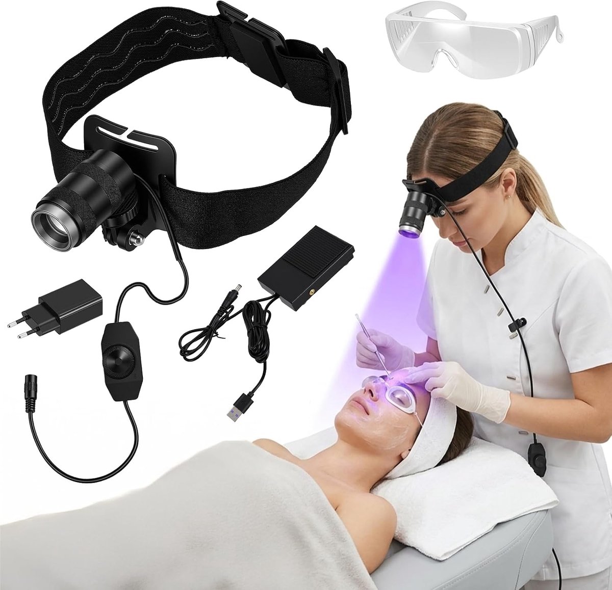 6 W UV lamp, eyelash extension, headband, stepless brightness adjustment - ShopVlot