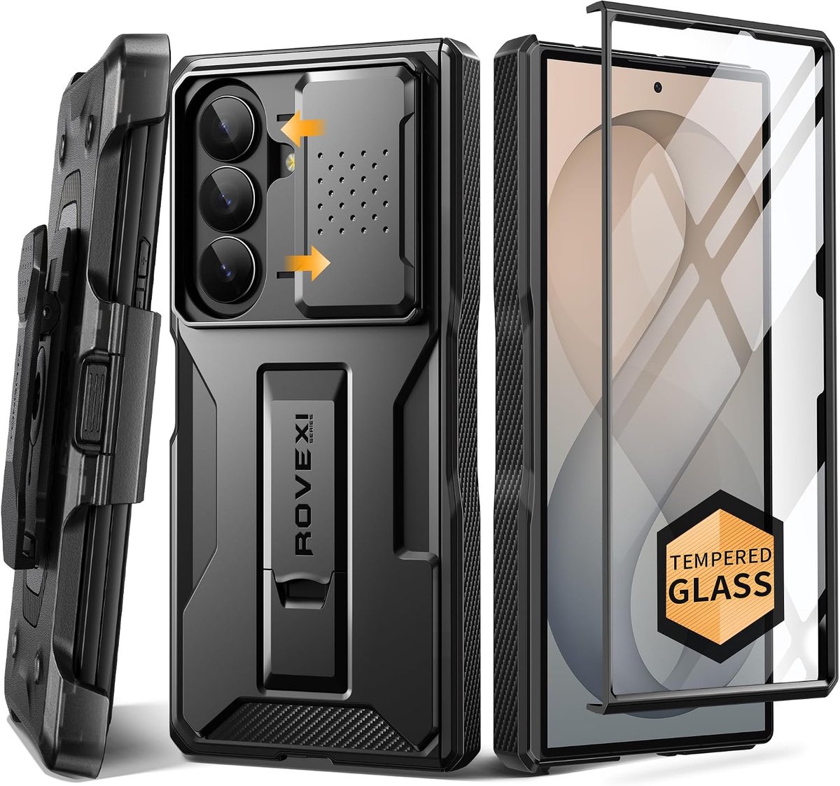 Tongate Case for Z Fold Ultra with Screen Protector, Black - ShopVlot