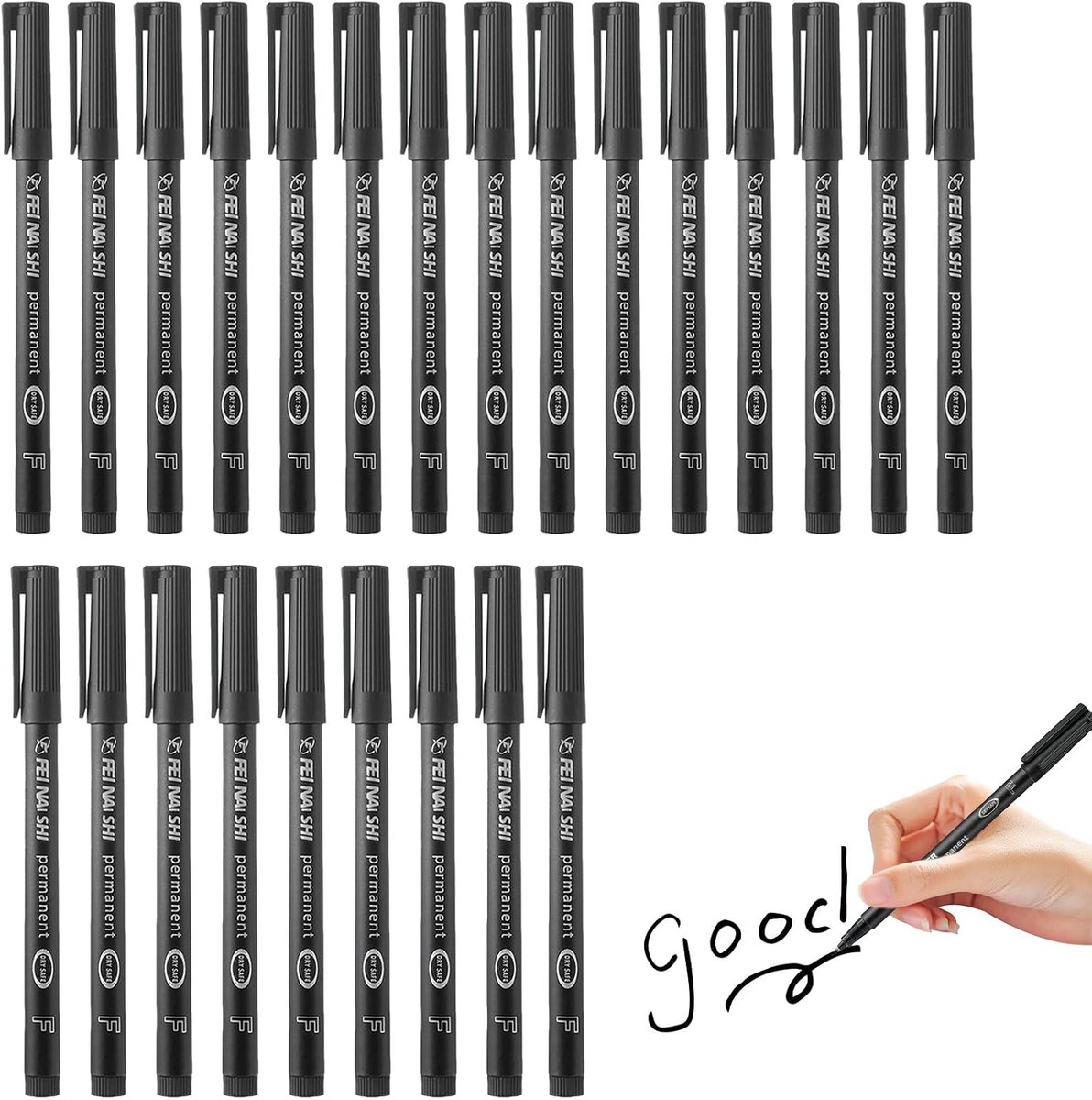 Foliestiften, permanent, zwart, fijn, 0,6 mm, waterbestendig, sneldrogend, veegvast, voor schrijven en tekenen - ShopVlot
