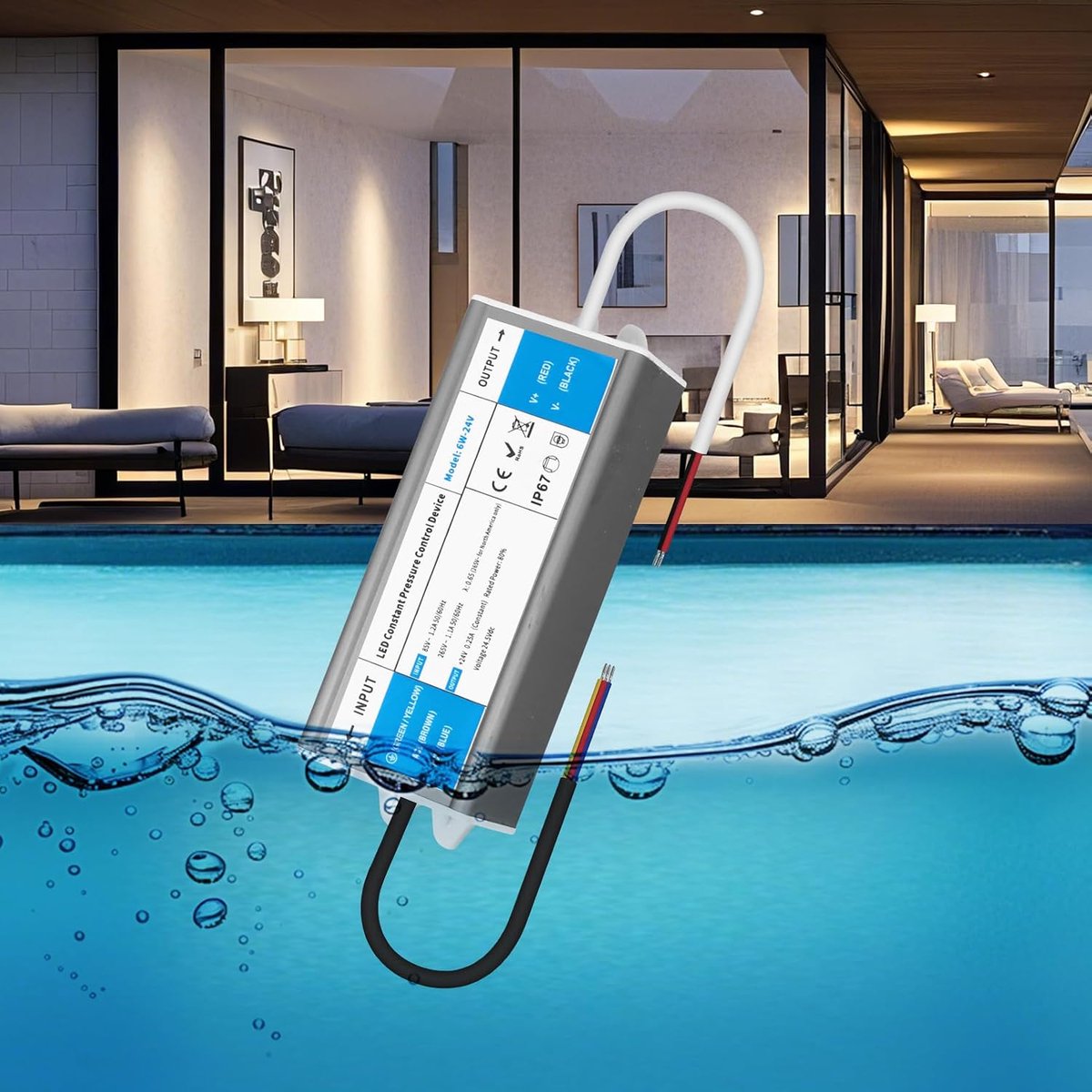 YOODI 24V Power Supply 6W 0.25A Transformer IP67 Waterproof Transformer AC 230V to DC 24V Outdoor Applications LED - ShopVlot