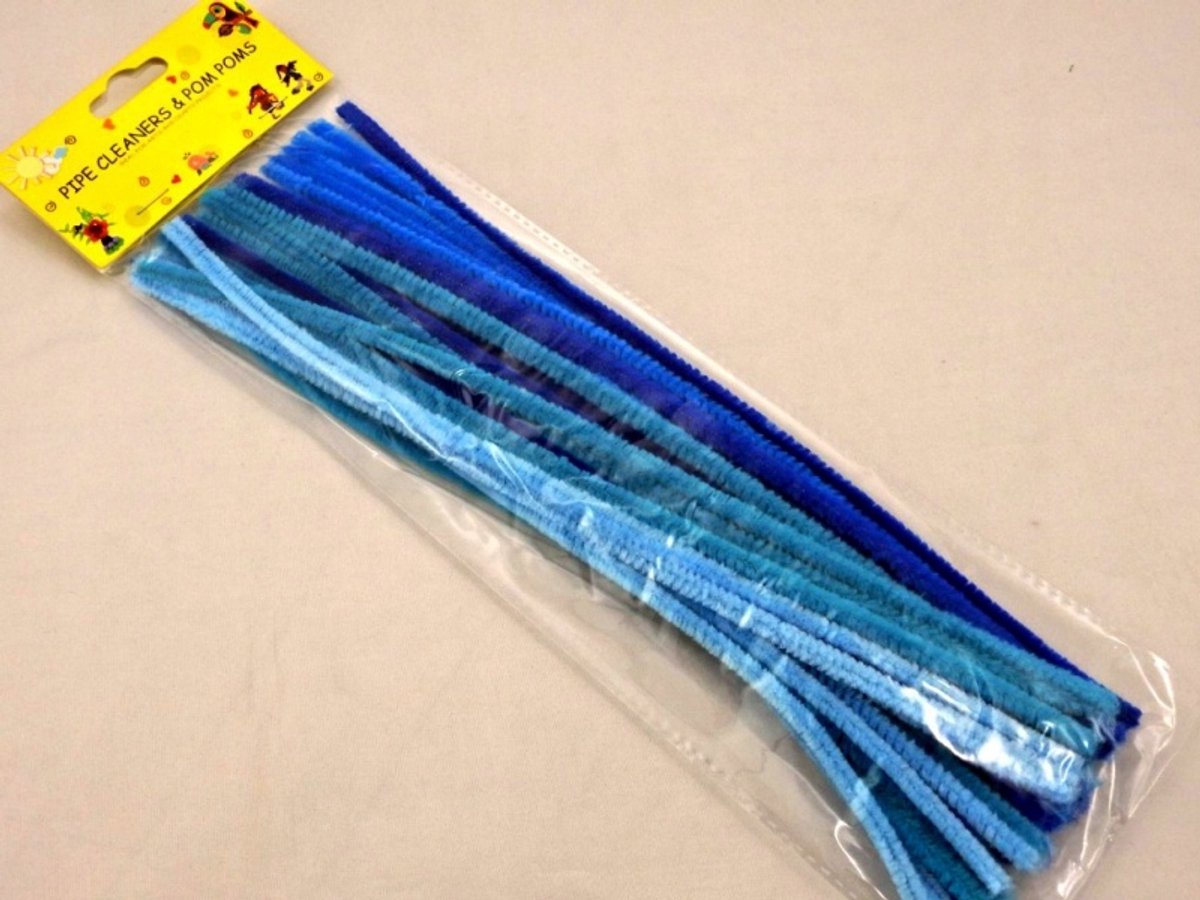 Set van 30 Blauwe Decoratieve Pluche Draadjes voor Knutselen