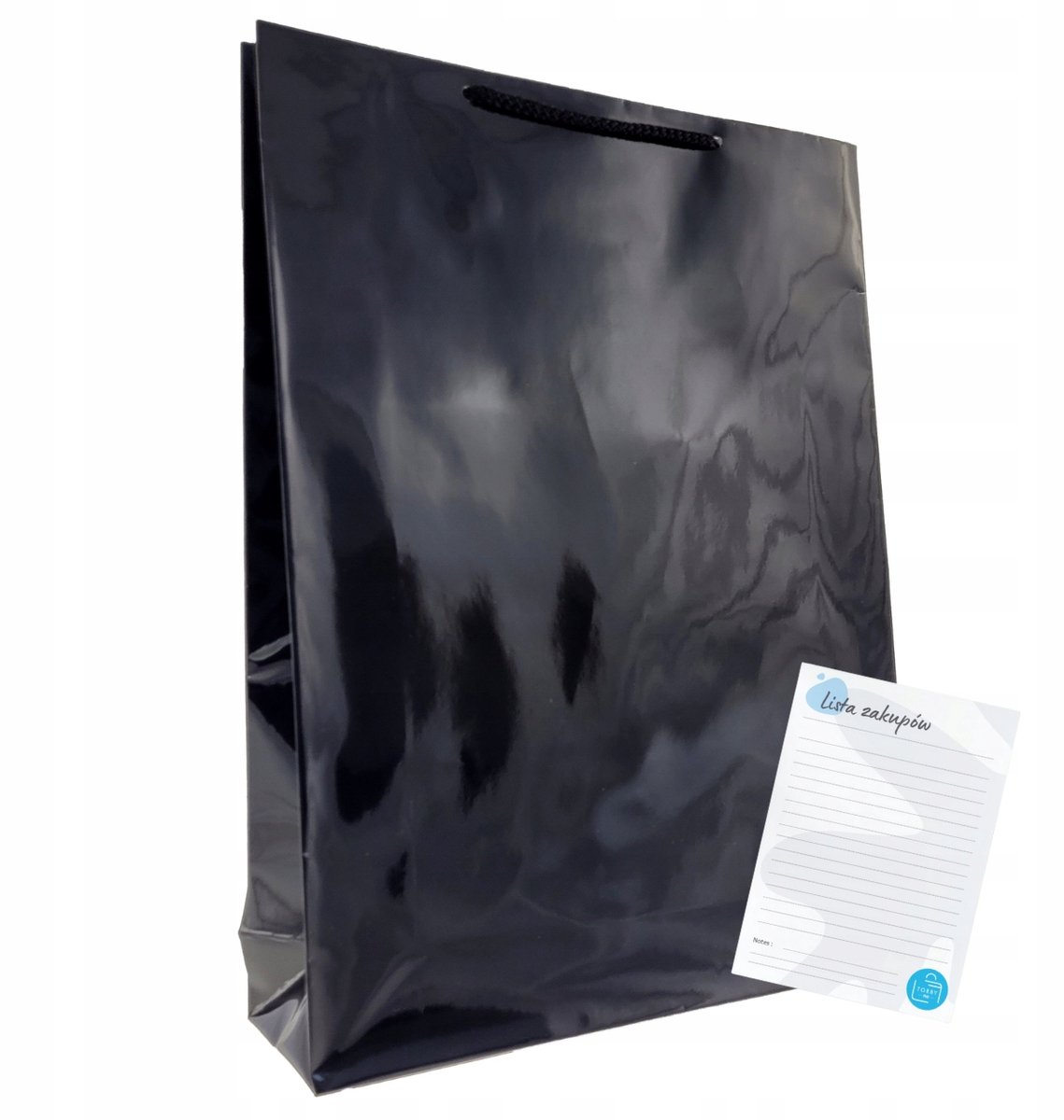 Zwarte gelamineerde papieren cadeauzakken 30x9x40 cm - Pak van 10 stuks