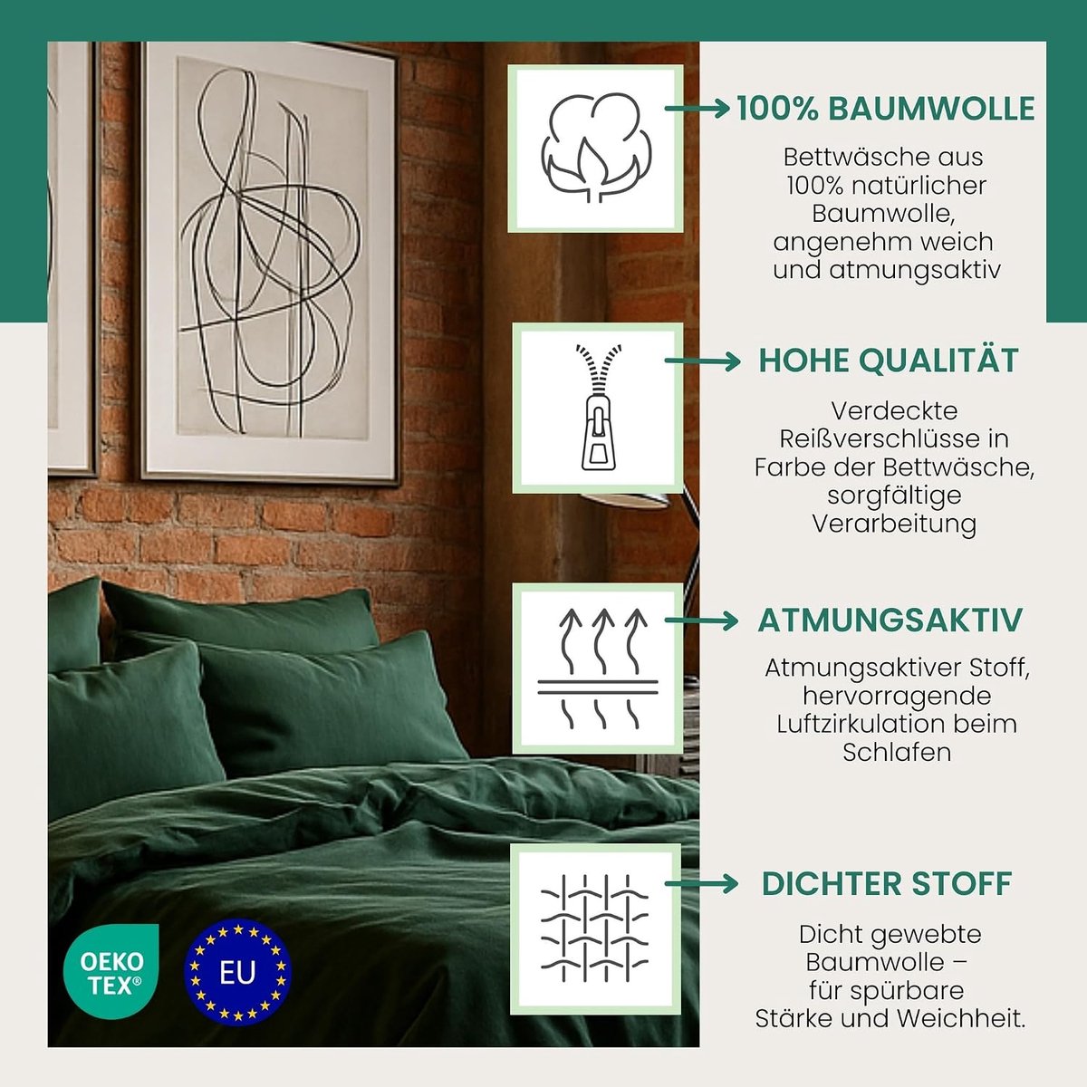 VelvetHome Deluxe Bed Linen 61 x 220 cm Cotton Duvet Cover 61 x 220 cm with Pillowcase 80 x 80 cm, High Quality Bed - ShopVlot