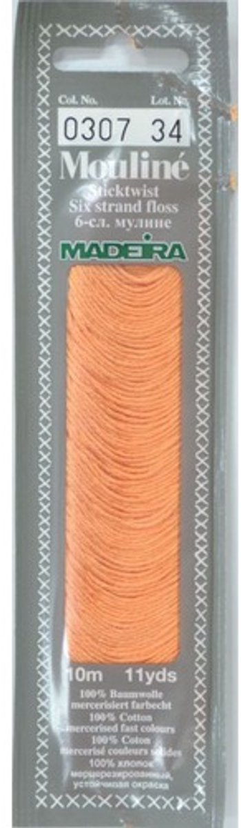 Borduurgaren Madeira Mouline 10 meter 6 draads splijtgaren - oranje (307)