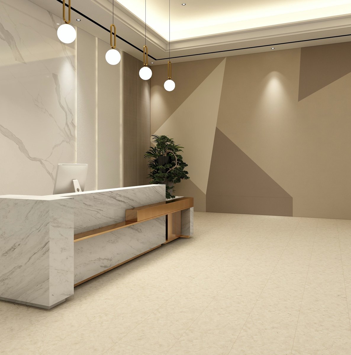 REDOM - SPC/PVC klikvloer - Steenlook - Kliksysteem met IXPE onderlaag - Geschikt voor vloerverwarming - Voor binnengebruik - Kunststof - Beige - 61 x 30,5 x 0,6 cm
