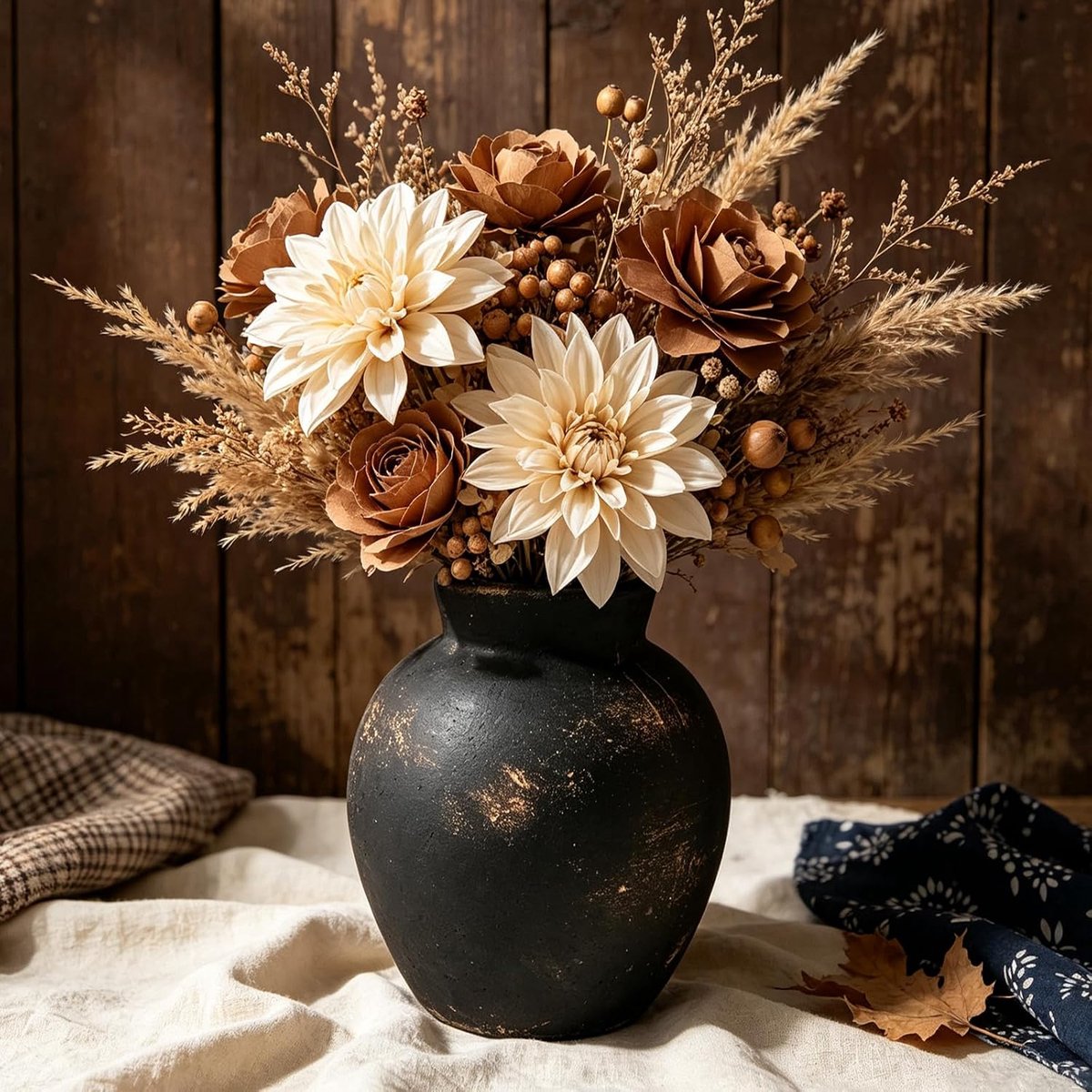 Bloemenvaas 15 cm - antieke keramiek - boho terracotta - sfeervolle decoratie voor woonkamer - ShopVlot