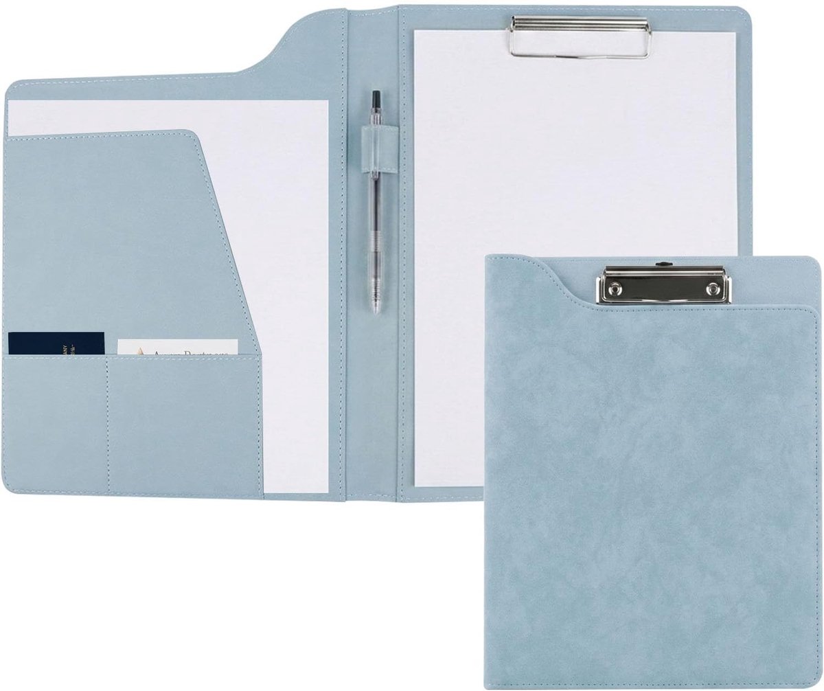 Klembord A4 met Deksel - Blauw - 32 x 22 x 2 cm - PU-lederen Schrijfmap met Opbergruimte - Voor Kantoor en School
