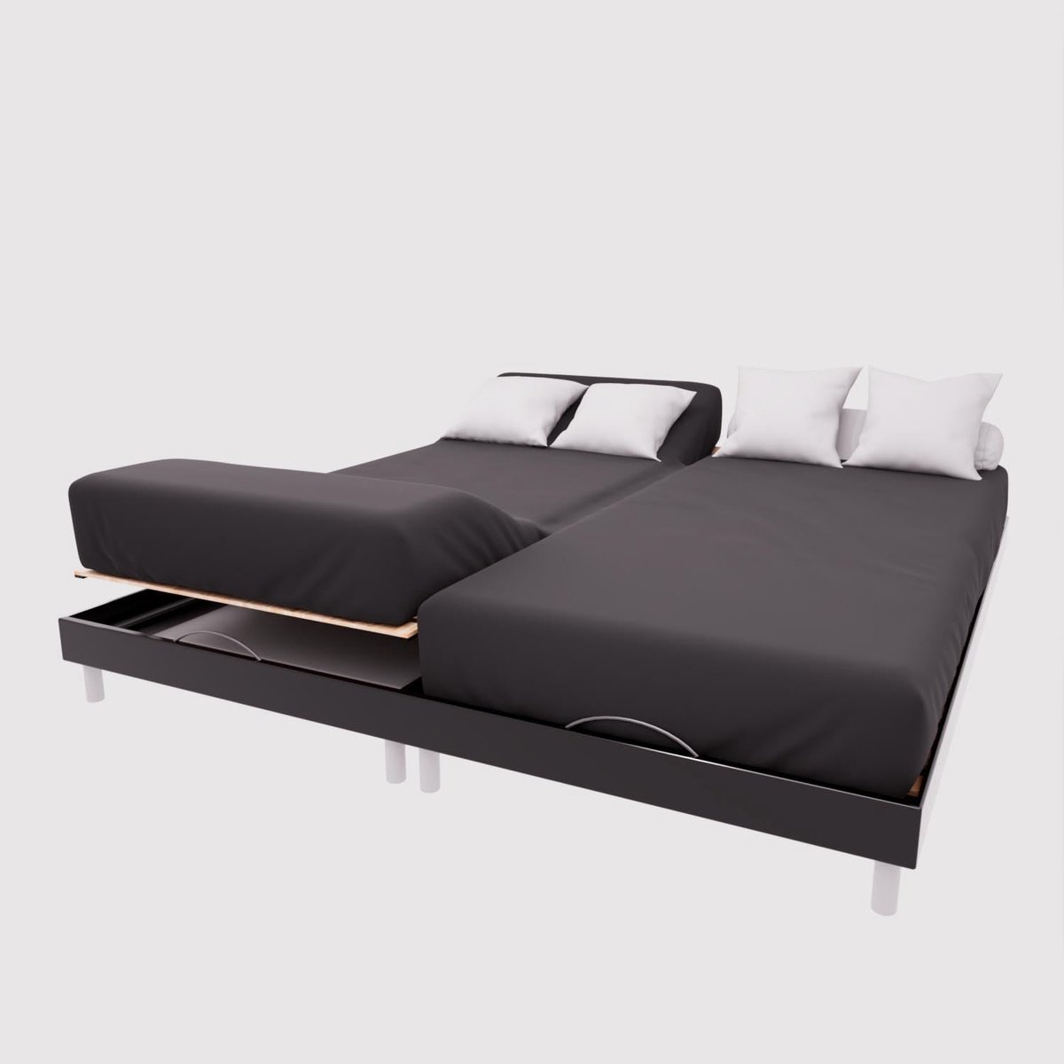 TPR-hoeslaken 2 x 70 x 190 cm - katoen - effen zwart - perfect voor een frisse uitstraling - ShopVlot